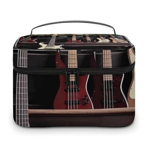 DDTKLSNV Make-up-Tasche mit Reißverschluss, für Gitarre, Bass, Musikinstrumente, tragbare Reise-Kosmetiktasche, Make-up-Organizer für Damen von DDTKLSNV