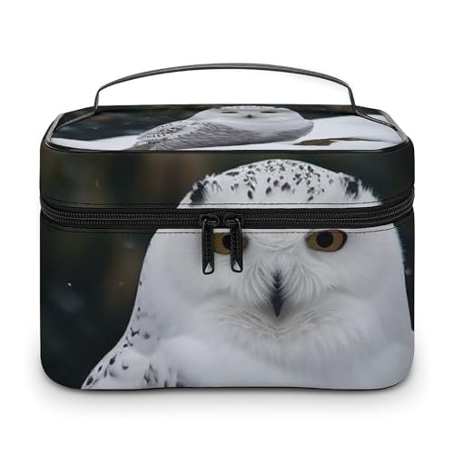 DDTKLSNV Make-up-Tasche mit Schnee-Eule, tragbar, Reise-Kosmetiktasche, Reißverschluss, Make-up-Organizer, Kulturbeutel für Damen von DDTKLSNV