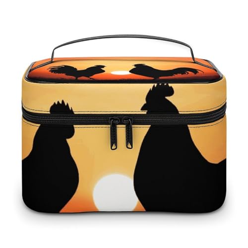 DDTKLSNV Make-up-Tasche mit Tier-Hühnern, tragbare Reise-Kosmetiktasche, Reißverschluss, Make-up-Organizer, Kulturbeutel für Damen von DDTKLSNV