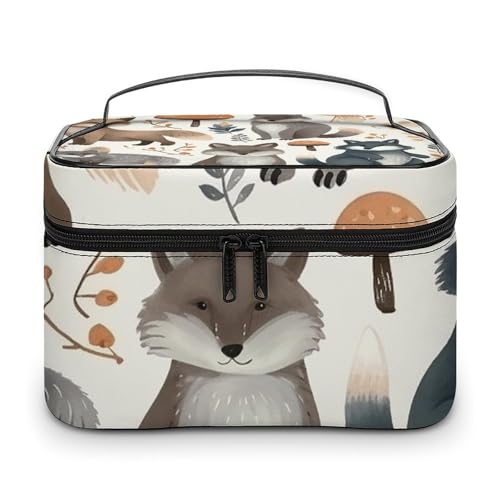 DDTKLSNV Make-up-Tasche mit Waschbär-Tieren, tragbare Reise-Kosmetiktasche, Reißverschluss, Make-up-Organizer, Kulturbeutel für Damen von DDTKLSNV