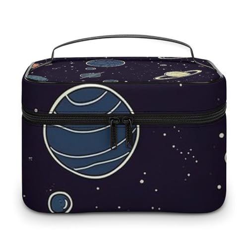 DDTKLSNV Make-up-Tasche mit Weltraum-Stern-Muster, tragbare Reise-Kosmetiktasche, Reißverschluss, Make-up-Organizer, Kulturbeutel für Damen von DDTKLSNV