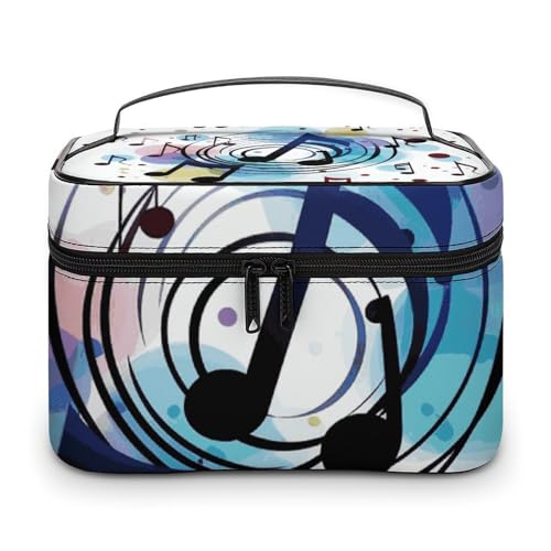 DDTKLSNV Make-up-Tasche mit gepunkteten Musiknoten, tragbare Reise-Kosmetiktasche, Reißverschluss, Make-up-Organizer, Kulturbeutel für Damen von DDTKLSNV