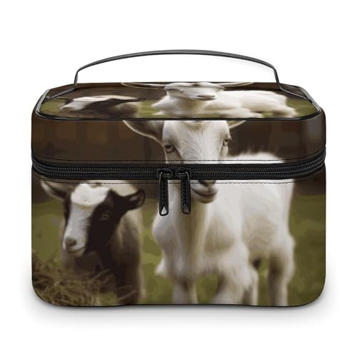 DDTKLSNV Make-up-Tasche mit niedlichem Ziegenmotiv, tragbar, mit Reißverschluss, Make-up-Organizer für Damen DDTKLSNV Make-up-Tasche mit niedlichem Ziegenmotiv, tragbar, mit Reißverschluss, Make-up-Organizer für Damen von DDTKLSNV