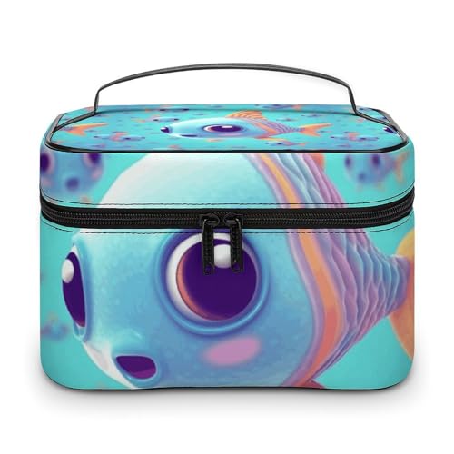 DDTKLSNV Make-up-Tasche mit süßem Fischmotiv, tragbar, Reise-Kosmetiktasche, Reißverschluss, Make-up-Organizer, Kulturbeutel für Damen DDTKLSNV Make-up-Tasche mit süßem Fischmotiv, tragbar, Reise-Kosmetiktasche, Reißverschluss, Make-up-Organizer, Kulturbeutel für Damen von DDTKLSNV