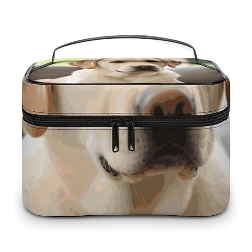 DDTKLSNV Make-up-Tasche mit süßem Labrador-Motiv, tragbar, Reise-Kosmetiktasche, Reißverschluss, Make-up-Organizer für Damen von DDTKLSNV