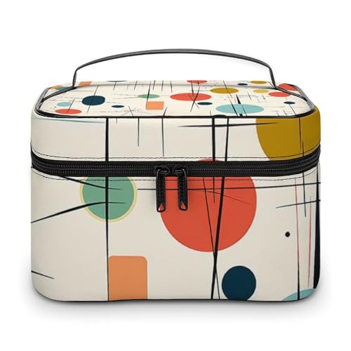 DDTKLSNV Moderne Make-up-Tasche aus der Mitte des Jahrhunderts, tragbare Reise-Kosmetiktasche, Reißverschluss, Make-up-Organizer, Kulturbeutel für Damen von DDTKLSNV