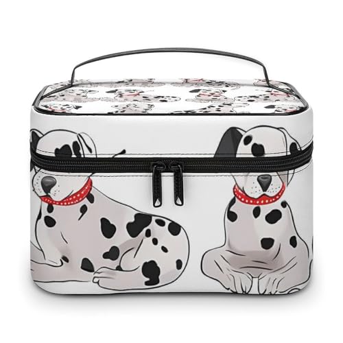 DDTKLSNV Niedliche Dalmatiner-Make-up-Tasche, tragbare Reise-Kosmetiktasche, Reißverschluss, Make-up-Organizer, Kulturbeutel für Damen von DDTKLSNV