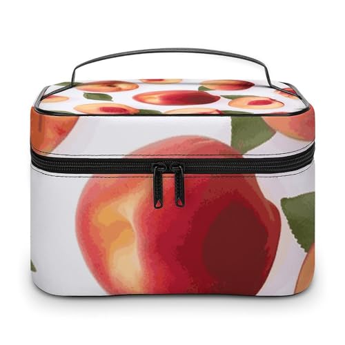 DDTKLSNV Pfirsich-Make-up-Tasche, tragbare Reise-Kosmetiktasche, Reißverschluss, Make-up-Organizer, Kulturbeutel für Damen von DDTKLSNV