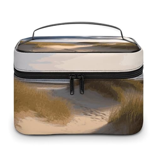 DDTKLSNV Stranddünen Make-up-Tasche, tragbare Reise-Kosmetiktasche, Reißverschluss, Make-up-Organizer, Kulturbeutel für Damen von DDTKLSNV