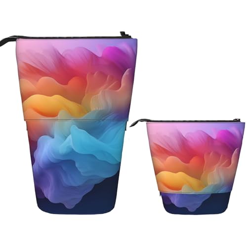 DDTKLSNV Teleskop-Federmäppchen, niedlicher Ständer, Federmäppchen, Pop-Up-Stifthalter, Farbverlauf, Kosmetiktasche, Schreibtisch, Schreibwarenetui für Bürobedarf, Schwarz , Einheitsgröße von DDTKLSNV