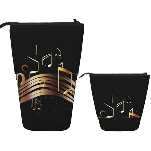 DDTKLSNV Teleskop-Federmäppchen, niedlicher Ständer, Federmäppchen, Pop-Up-Stifthalter, Novel-Musiknoten, Kosmetiktaschen, Schreibtisch-Schreibwaren-Etui für Bürobedarf, Schwarz , Einheitsgröße von DDTKLSNV