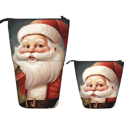 DDTKLSNV Teleskop-Federmäppchen, niedlicher Ständer, Federmäppchen, Pop-Up-Stifthalter, Weihnachtsmann, mit Box, Kosmetiktaschen, Schreibtisch-Schreibwarenetui für Bürobedarf, Schwarz , Einheitsgröße von DDTKLSNV