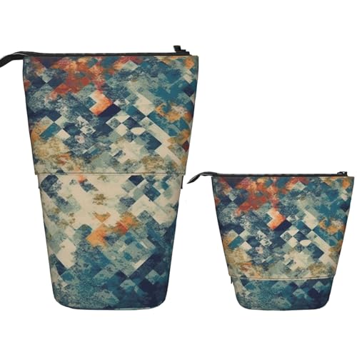 DDTKLSNV Teleskop-Federmäppchen, niedlicher Ständer, Federmäppchen, Pop-Up-Stifthalter, abstrakte moderne Kosmetiktasche, Schreibtisch-Schreibwaren-Etui für Bürobedarf, Schwarz , Einheitsgröße von DDTKLSNV