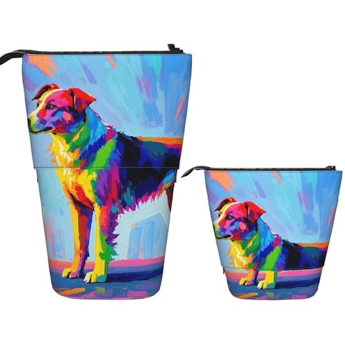 DDTKLSNV Teleskop-Federmäppchen, niedlicher Ständer, Federmäppchen, Pop-Up-Stifthalter, buntes Hundegemälde, Kosmetiktasche, Schreibtisch-Schreibwaren-Etui für Bürobedarf, Schwarz , Einheitsgröße DDTKLSNV Teleskop-Federmäppchen, niedlicher Ständer, Federmäppchen, Pop-Up-Stifthalter, buntes Hundegemälde, Kosmetiktasche, Schreibtisch-Schreibwaren-Etui für Bürobedarf, Schwarz , Einheitsgröße von DDTKLSNV