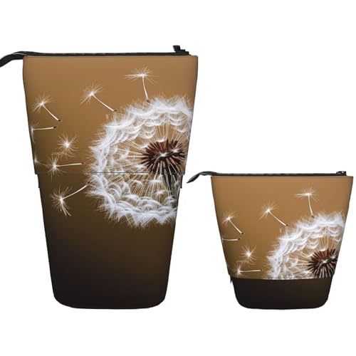 DDTKLSNV Teleskop-Federmäppchen, niedlicher Ständer, Federmäppchen, Pop-Up-Stifthalter, geblasene Löwenzahnblüte, Kosmetiktaschen, Schreibtisch-Schreibwaren-Etui für Bürobedarf, Schwarz von DDTKLSNV