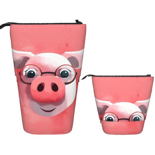 DDTKLSNV Teleskop-Federmäppchen, niedlicher Ständer, Federmäppchen, Pop-Up-Stifthalter, lächelnde Kosmetiktaschen, Schreibtisch-Schreibwaren-Etui für Bürobedarf, Schwarz , Einheitsgröße von DDTKLSNV