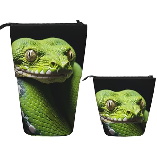 DDTKLSNV Teleskop-Federmäppchen, niedlicher Ständer, Federmäppchen, Pop-Up-Stifthalter, niedlicher grüner Baum, Python, Kosmetiktasche, Schreibtisch, Schreibwarenetui für Bürobedarf, Schwarz von DDTKLSNV