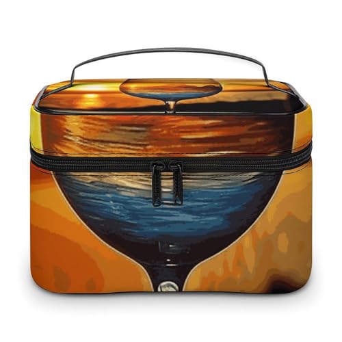 DDTKLSNV Weinglas-Make-up-Tasche, tragbar, Reise-Kosmetiktasche, Reißverschluss, Make-up-Organizer, Kulturbeutel für Damen von DDTKLSNV