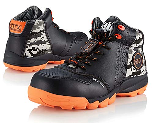 DDTX Sicherheitsschuhe Unisex S1P Kunststoffkappe Antistatisch Durchtrittsicher Leicht Schnürsenkeln Schwarz Gr.43 von DDTX