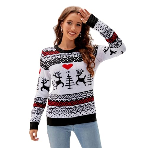 DDYYZZ Damen Weihnachtspullover Ugly Christmas Sweater Strickpullover Weihnachten Strickpulli Winter Pullover für Frauen (1,L,L) von DDYYZZ