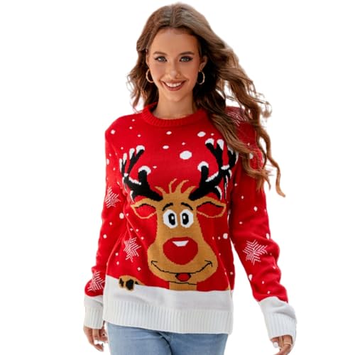 DDYYZZ Damen Weihnachtspullover Ugly Christmas Sweater Strickpullover Weihnachten Strickpulli Winter Pullover für Frauen (4,M,M) von DDYYZZ