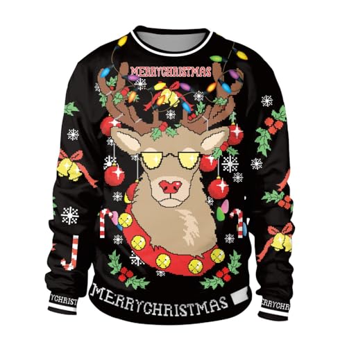 DDYYZZ Herren Frohe Weihnachten Pullover, Unisex Lustige Hässliche Weihnachtspullover 3D Xmas Sweatshirt Pullover Top 2024 (4,L,L) von DDYYZZ