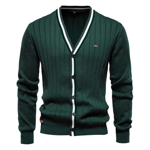 DDYYZZ Herren Strickjacke Pullover Cardigan V Ausschnitt Aus Baumwolle Winterjacke Klassischer Warme Langarm Strickjacken Mit Knöpfe 2024 (3,M) von DDYYZZ