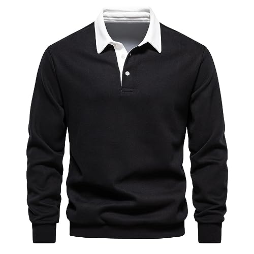 DDYYZZ Poloshirt Herren Langarm Polohemd Herren Poloshirt Baumwolle Golf Poloshirt Casual Autumn Winter 2024 (1,L,L) von DDYYZZ