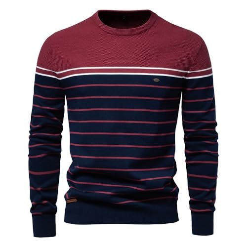 DDYYZZ Winterpullover Herren Pullover Rundhals Feinstrick Pullover Männer Strickpullover Freizeitpullover Klassischer Langarmshirt Sweater Slim Fit Casual Top 2024 (1,S,S) von DDYYZZ