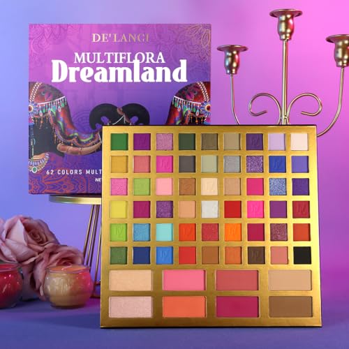 DE'LANC IBunt Lidschatten Matt,Elephant professionelle Lidschatten,54 Lidschatten-Palette+4 Rouge+2 Highlighter+2 Kontur-Palette,Multichrome Lidschatten Ideal für Anfänger im Make-up von DE'LANCI