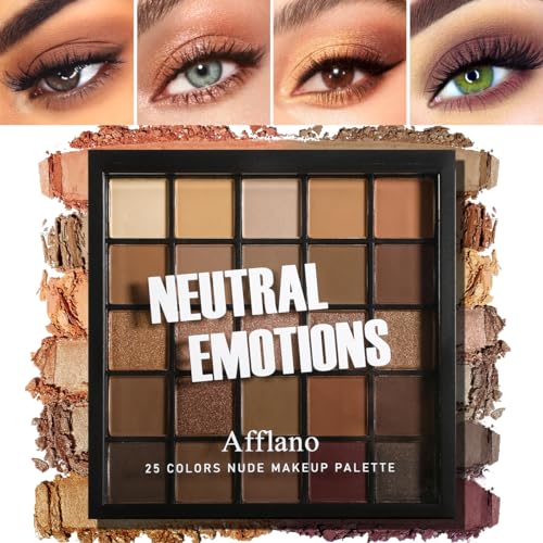 DE'LANCI Smoky Nudetöne Lidschatten Palette Make-up,25 Farben Nude Neutral Lidschatten Matt Schimmer,Lidschatten Brauntöne Wasserdicht Warm Neutrals,Braun&Goldtöne,Keine Tierversuche von DE'LANCI