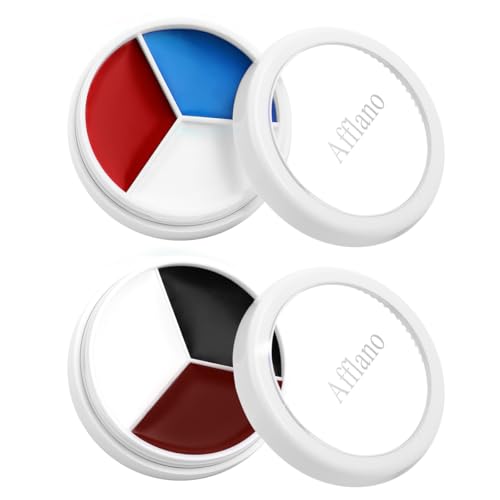 Joker Clown Gesichtsfarbe Rot Schwarz Weiß Blau 2Pcs, Halloween FX Face Paint Körperfarben Hautfreundlich, Professionelle Body Painting Schminkfarben für Kinder Cosplay Halloween Makeup Karneval Party von DE'LANCI