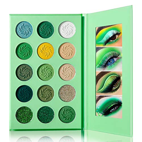 Lidschatten-Palette Grüne DE'LANCI 15 Farbe,Avocado Green Eyeshadow Palettes Matte Shimmer Glitter,Hochpigmentiertes veganes Make-up Lidschatten Langlebige wasserdichte für Weihnachten Frauen Mädchen von DE'LANCI