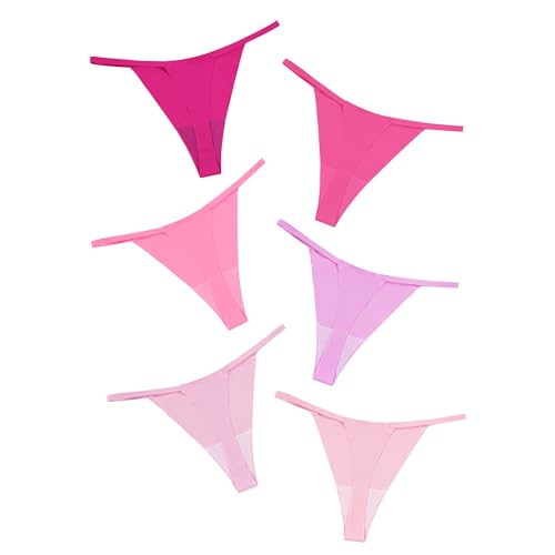 DEANGELMON G-String Tangas Damenunterwäsche Unterhosen für Frauen Höschen No Show Tanga Nahtlose Low Rise Bequeme Mikrofaser Workout Pack, Barbiepink - 6er-Pack, S von DEANGELMON