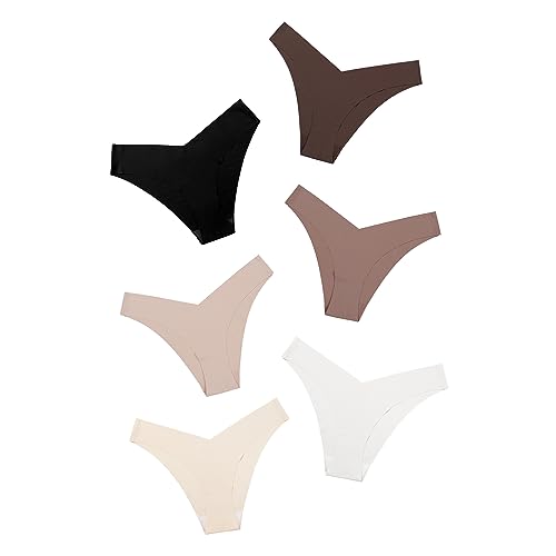 DEANGELMON Nahtloser Bikini für Damen, freche Unterwäsche, unsichtbar, keine Show Höschen, V-Taille, Hipster, Damen, weicher Stretch, Multipack, Schokolade - 6er-Pack, S von DEANGELMON