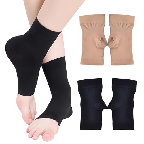 2 Paar Knöchel Medizinische Kompressionsstrümpfe Herren & Damen 20-30mmhg, Stützstrümpfe Kompressionssocken für Schwellung Plantarfasziitis Verstauchung Neuropathie Sport, Schwarz+Hautfarben von DEARBAG
