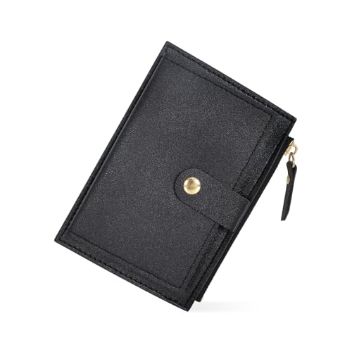 DEARBAG Geldbeutel Damen, Geldbeutel aus PU Leder, Mini Geldbörse, Klein Geldtasche Damengeldbörsen Viele Fächer mit Reißverschluss, 14 * 9 * 0.5cm (Schwarz) von DEARBAG