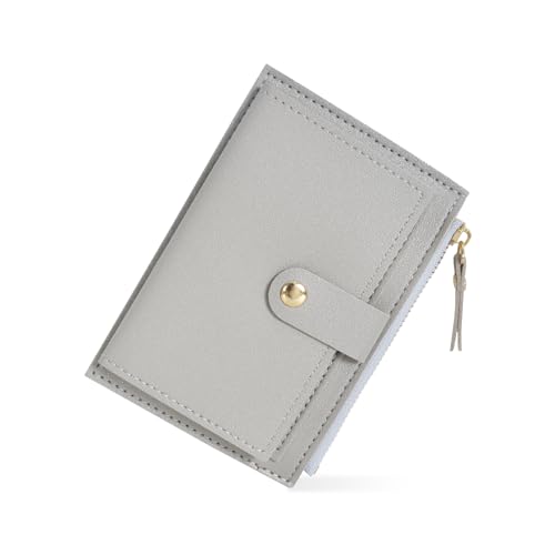 DEARBAG Geldbeutel Damen, Geldbeutel aus PU Leder, Mini Geldbörse, Klein Geldtasche Damengeldbörsen Viele Fächer mit Reißverschluss, 14 * 9 * 0.5cm (hellgrau) von DEARBAG