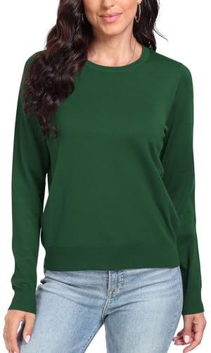 DEARCASE Damen Langarm Pullover Oversize Rundhals Gestrickt Einfarbig Locker Strickpullover Oberteile für den Winter, Small Army Green von DEARCASE