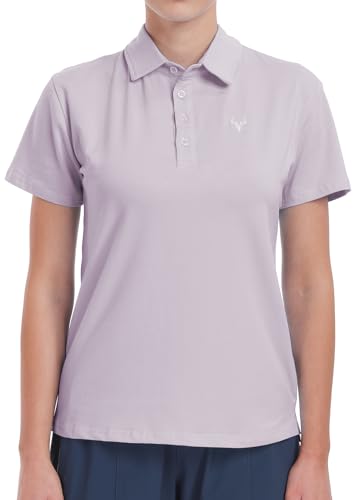 DEARCASE Damen Polo Shirts Kurzarm Quick Dry Tennis Golf T-Shirts Atmungsaktive Sport Workout Gym Tops, Medium Light Purple von DEARCASE
