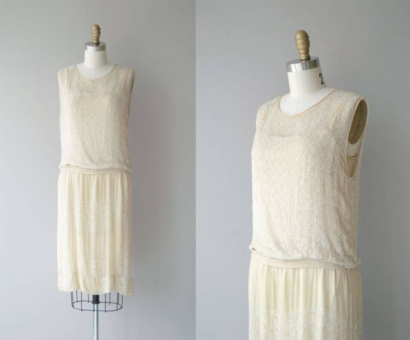 Salon Match Kleid | Vintage 1920Er Jahre Perlen Seide 20Er Hochzeitskleid von DEARGOLDEN