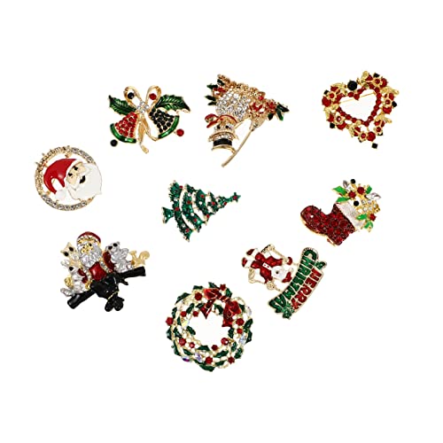 1 Satz Weihnachtsbrosche Brachbrosche Dekorative Brosche Strass-brosche Weihnachts Geschirrset Nativity Set for Christmas Korsagen Aus Legierung Kleidungsbrosche Zinklegierung 9st DEARMAMY von DEARMAMY