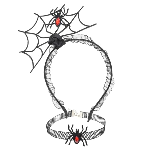 DEARMAMY 1satz Spinnennetz Haarband Mit Choker Für Halloween-kostümparty Teiliges Set Stilvollen Haaraccessoires Und Halsband Für Cosplay Und Themenfeiern von DEARMAMY