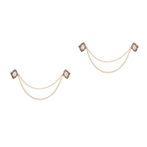 2St Brosche mit Perlenkette modische Brosche Gürtelschnallen Brosche mit Kette Broschen Vintage Anstecknadel Anzug Accessoire Rucksäcke Stift Kleidungszubehör Zinklegierung Golden DEARMAMY von DEARMAMY