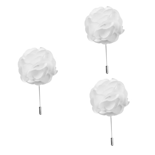 3St Krawattennadel Ansteckblume Männer Reversnadel Korsagen Zubehörteil Blumennadel Krawatten für Männer Herrenbekleidung handgefertigte Brosche Herren Krawattenbrosche Weiß DEARMAMY von DEARMAMY