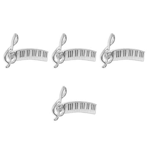 4 Stück Brosche mit Musiknoten Taschenstifte Brosche für Musikinstrumente Brosche Federbuschbrosche Broschennadel in Form einer Klaviernotation Anzugbrosche Zinklegierung Silver DEARMAMY von DEARMAMY