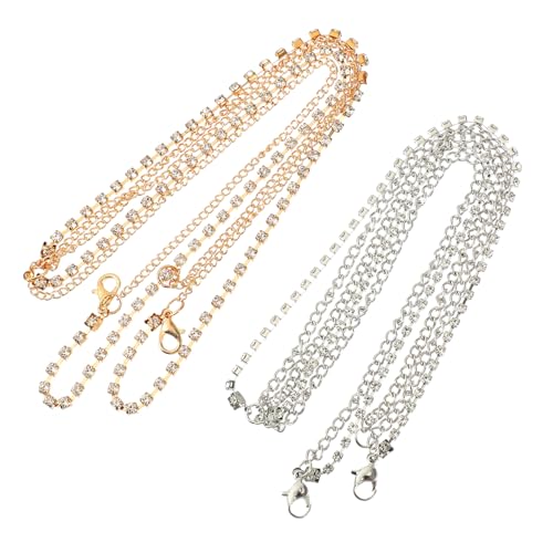 DEARMAMY 4stücke Kopfkette Damen Hochzeit Kopfschmuck Strass Kopf Ketten Braut Kopfkette Weihnachten Proms Haar Zubehör Frauen Kopf Schmuck von DEARMAMY
