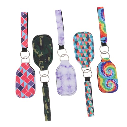 DEARMAMY Niedliches Schlüsselanhänger-Set 10 Stück Lippenstift-schlüsselring Neopren-Armband Buntes Blumenmuster Für Familie Und Freunde von DEARMAMY