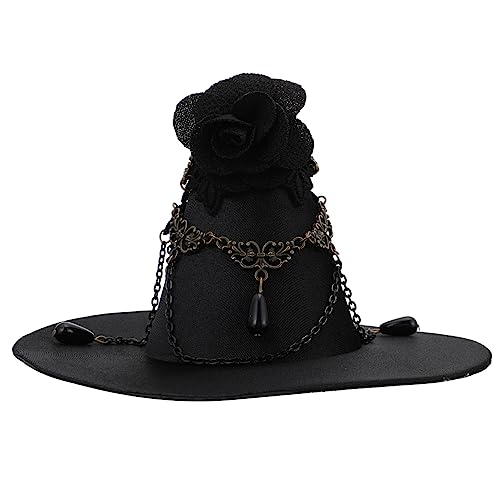 DEARMAMY 1 PC Clip Cap Lustiger Piratenhut Glitzernder Hut Halloween Cosplay Halloween Dekoration Halloween Hexenhut Maskerade Zaubererhut Kostümhut Robuster Hexenhut Schwarzer Satin von DEARMAMY