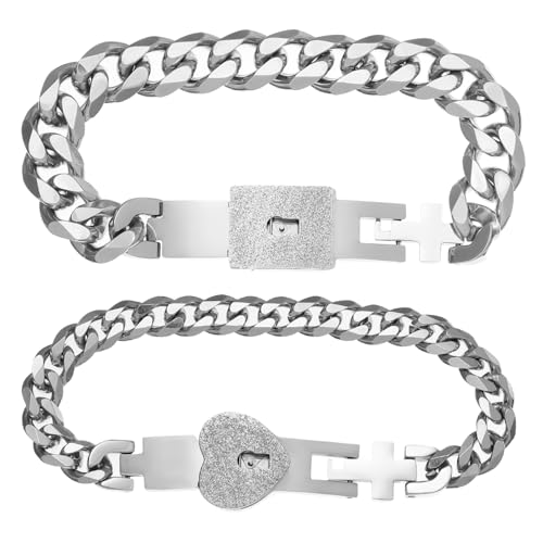 DEARMAMY 1 Paar Ineinandergreifendes Konzentrisches Armband Handgelenkkette Paare Armbänder Schmuck Ringe Armband Herren Halter Freunde Armband Sein Armband Schloss Trendiger von DEARMAMY